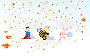 Fondo de pantalla de Niños Lindos de Halloween en Otoño — Otoño lindo Fondos de pantalla