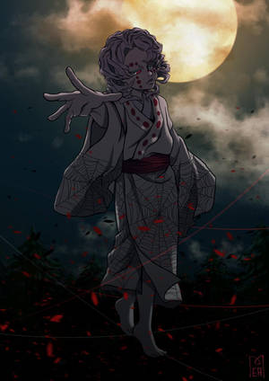 Fondo de pantalla de noche con Rui Demon Slayer