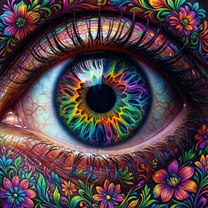 Ilusión ocular alucinante con remolinos vibrantes y flores. — Galaxy Watch Fondos de pantalla