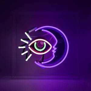 Fondo de pantalla de ojo único y luna de neón — Luna neón Fondos de pantalla