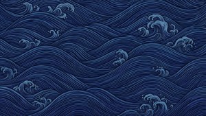 Patrón de olas azul oscuro al estilo japonés con índigo y azul real. — Azul oscuro aesthetic Fondos de pantalla