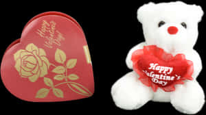 Feliz Día de San Valentín Oso Pequeño y Chocolate en Forma de Corazón - Oso de Peluche, Descarga HD PNG