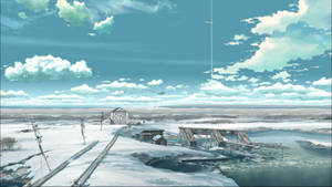 Fondo de pantalla de paisaje de anime nevado — Paisaje anime Fondos de pantalla