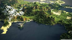 Fondo de pantalla de Paisaje de Bosque Oceánico de Minecraft
