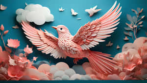 Pájaro, Fondo de pájaro, Papel, Fondo de papel, Fondo artesanal, Creativo, Fondo creativo, Nubes, Naturaleza, Naturaleza 4k, Abstracto hermoso, Abstracto, Arte, Fondo de arte — 5120x2880 Fondos de pantalla