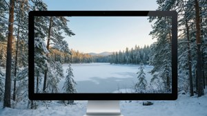 Un paisaje invernal nevado para monitores duales.