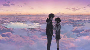 Fondo de pantalla estético de pareja anime nubes amor