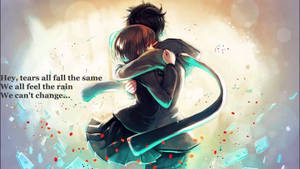 Pareja de anime abrazándose con frase — Pareja de anime GIF Fondos de pantalla