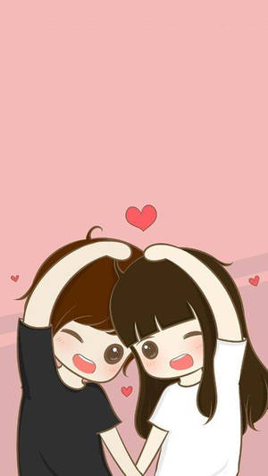 Pareja de Dibujos Animados Corazón de Amor