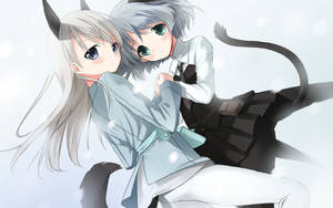 Fondo de pantalla de pareja de gatas lesbianas anime — Anime lesbiana Fondos de pantalla