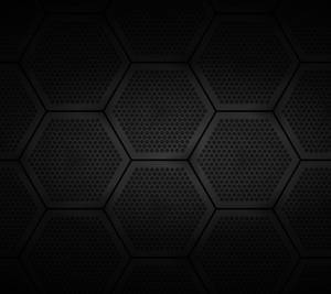 Patrón Abstracto de Hexágonos Metálicos en Negro