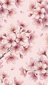 Fondo de pantalla estético y suave con cerezos en flor en acuarela sobre fondo rosa. — Estética suave GIF Fondos de pantalla