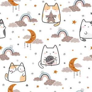 Patrón de gato lindo — Gato kawaii Fondos de pantalla