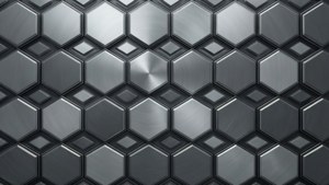 Patrón geométrico de hexágonos en gris metálico — Estética gris Fondos de pantalla