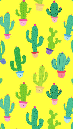 Fondo de pantalla con patrón estético de cactus lindos — Estético lindo GIF Fondos de pantalla