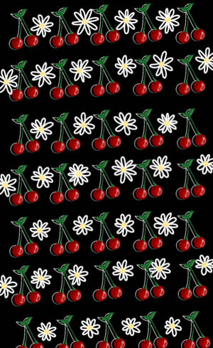 Fondo de pantalla con patrón estético de cerezas y margaritas — RedMagic Tablet Fondos de pantalla