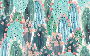 Fondo de pantalla con patrón fresco de cactus — Verde oscuro aesthetic Fondos de pantalla