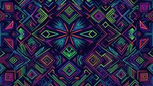 Patrón geométrico neón en ultra-wide, fondo de pantalla abstracto moderno.