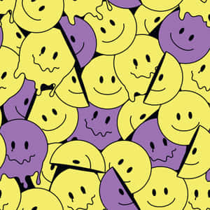 Patrón sin costuras de cara sonriente divertida y loca derretida, estética psicodélica — Arte estético GIF Fondos de pantalla