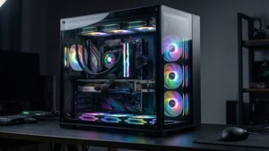 Una PC gamer minimalista de alta gama con componentes RGB brillantes. — Gaming GIF Fondos de pantalla