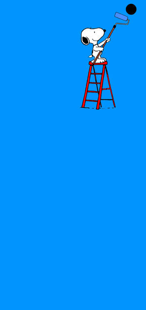 Fondo de pantalla de Peanuts Snoopy pintando agujero — iPhone 14 Pro Fondos de pantalla