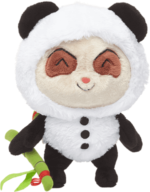 Peluche de panda sonriente con bambú — Panda Fondos de pantalla