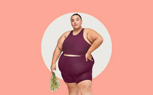 Persona con sobrepeso en ropa de ejercicio — Estética rosa pastel Fondos de pantalla