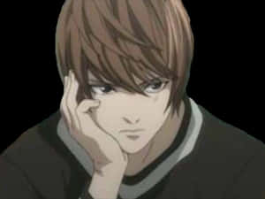 Personaje de anime pensativo Light Yagami
