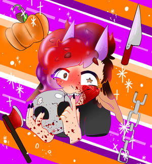 PFP de Halloween niño lindo sosteniendo una calavera — Halloween de caricatura Fondos de pantalla