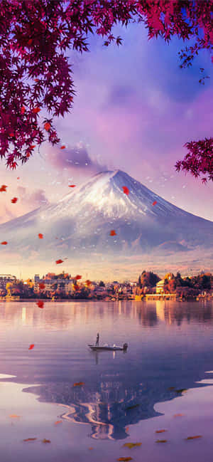 Pico Fuji con Lago y Hojas Cayendo — Vivo X500 Pro Fondos de pantalla