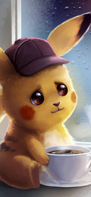 Fondo de pantalla de Pikachu con taza de café — iPhone X Fondos de pantalla