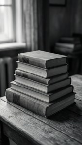 Pila de libros vintage con estética gris — Estética gris Fondos de pantalla