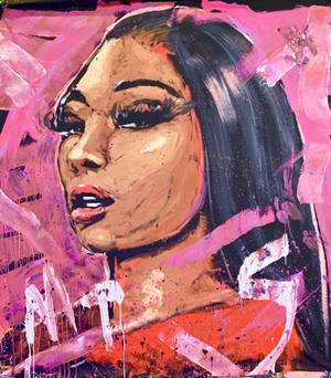 Fondo de pantalla de la pintura de Megan Thee Stallion — Motorola Razr Fold Fondos de pantalla