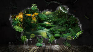 Fondo de pantalla de pintura de paisaje forestal 3D — Vista del bosque Fondos de pantalla