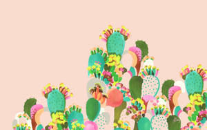 Fondo de pantalla de Pintura Estética de Cactus de Verano — Estética de verano Fondos de pantalla
