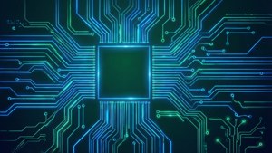 Placa de circuito azul neón brillante — Estética azul neón Fondos de pantalla