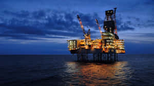 Plataforma Petrolera Noruega Inicio Año Reducción — Azul oscuro Fondos de pantalla