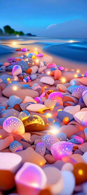 Playa Nocturna de Piedras Brillantes Encantadas — Realme Narzo 80 Lite Fondos de pantalla