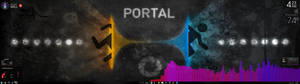 Fondo de pantalla de un hombre dual corriendo por un portal.