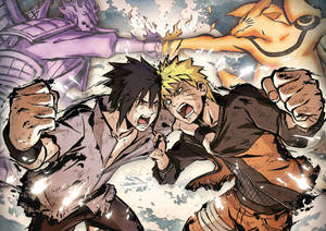Fondo de pantalla de póster de batalla de Naruto y Sasuke — Naruto y sasuke Fondos de pantalla