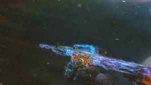 Fondo de pantalla de CSGO con un diseño artístico fantástico y un efecto brillante en un rifle. — 1600x900 Fondos de pantalla