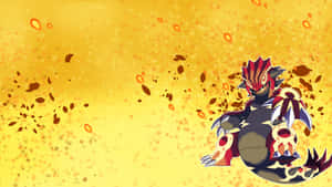 Primal Groudon contra fondo abstracto amarillo — Anime escritorio Fondos de pantalla
