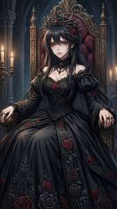 Una princesa de anime con vestido negro y una corona de espinas. — Anime negro Fondos de pantalla