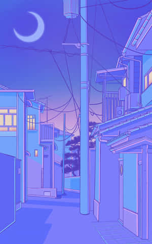 Pueblo Anime Púrpura de Tokio de Noche — Luna Fondos de pantalla