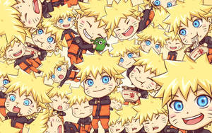 Fondo de pantalla de Naruto y sus clones de sombra en versión linda chibi.