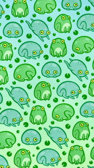 Fondo de pantalla de rana kawaii redondeada con patrón