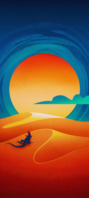 Realme 7 Ilustración de Atardecer en el Desierto — iPhone 18 Pro Fondos de pantalla