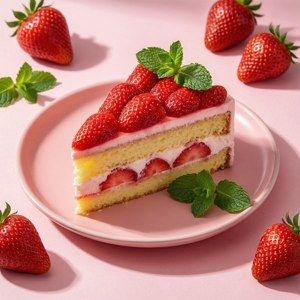 Una linda rebanada de pastel de fresa con frutos rojos frescos en una estética pastel. — Estético lindo GIF Fondos de pantalla