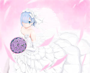 Fondo de pantalla 4k de Rem en vestido de novia anime