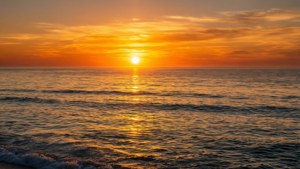 Una escena oceánica pacífica en alta definición al atardecer, perfecta para fondos de 1280x720.